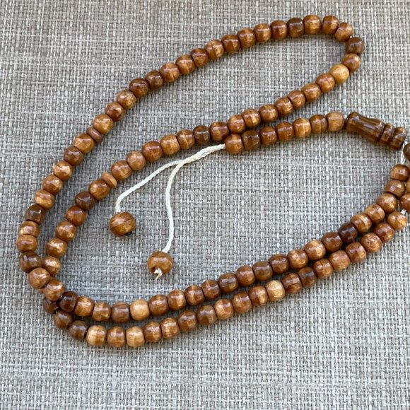 Real Wood Beads Religious Islamic Tasbeeh Brown Tone Handmade Prayer Beads New - Picture 2 of 7